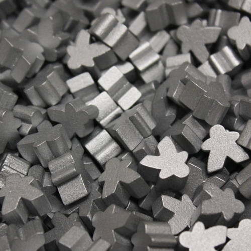 Metallic Silver Wooden Mini Meeples (12mm)