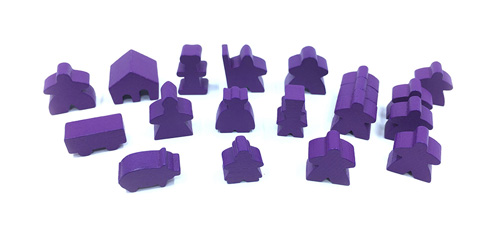 19-Piece Set of Purple Meeples (Compatible with Carcassonne & Expansions) - see note about paint coverage