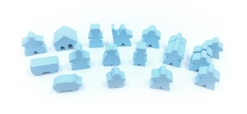 19-Piece Set of Sky Blue Meeples (Compatible with Carcassonne & Expansions)