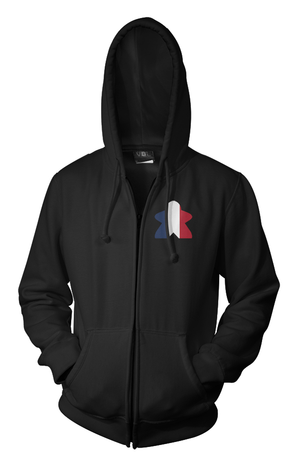 Full-Color Meeple Zippered Hoodie (Flag Series) - France