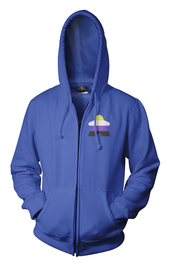 Full-Color Meeple Zippered Hoodie (Flag Series) - Non-Binary