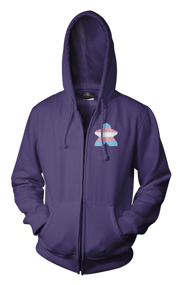 Full-Color Meeple Zippered Hoodie (Flag Series) - Transgender