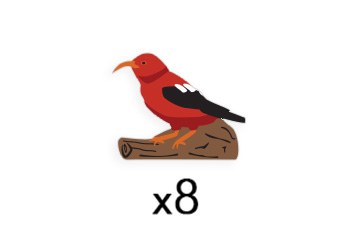 Hawaiian Honeycreeper Meeples (8-pc set)