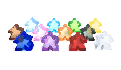 Sampler Pack of (Translucent) Acrylic Meeples (16mm) - 1-of-each of 12 colors!