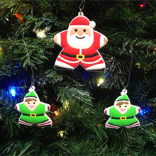 Santa and 2 Elves Meeple Christmas Tree Ornament Set (IMPORTANT: These are "seconds", and have some discoloration and other relatively minor blemishes)