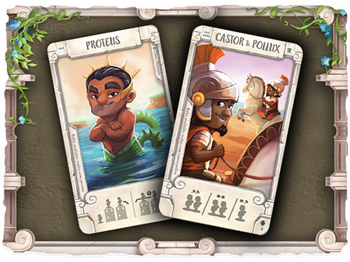 Santorini - 2 Promo Cards - Proteus and Castor & Pollux (ZEUS EDITION)