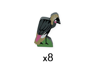 Black Crowned Crane Meeples (8-pc set)