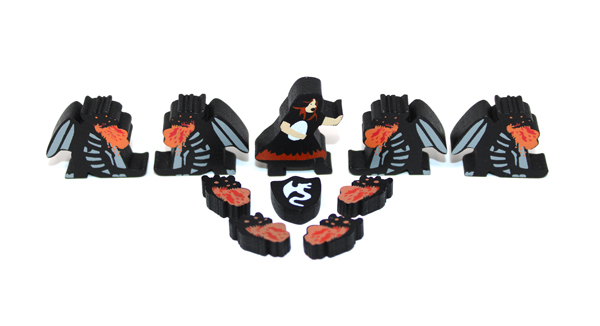 Wyrmspan Dragons, Dragon Heads, Explorer & Shield Upgrade - Black Player (10 pcs)