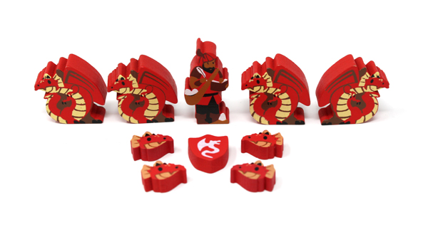 Wyrmspan Dragons, Dragon Heads, Explorer & Shield Upgrade - Red Player (10 pcs)