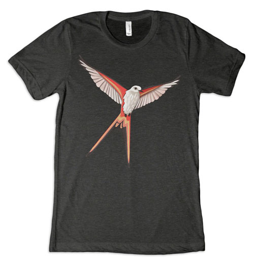 Scissor-Tailed Flycatcher Wingspan Tee [Charcoal/Black Unisex Tri-Blend]